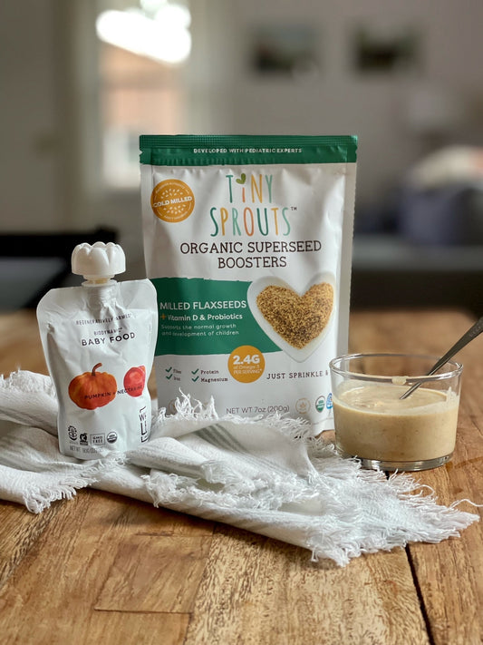 superfood breakfast bowl for kids with tiny sprouts x white leaf