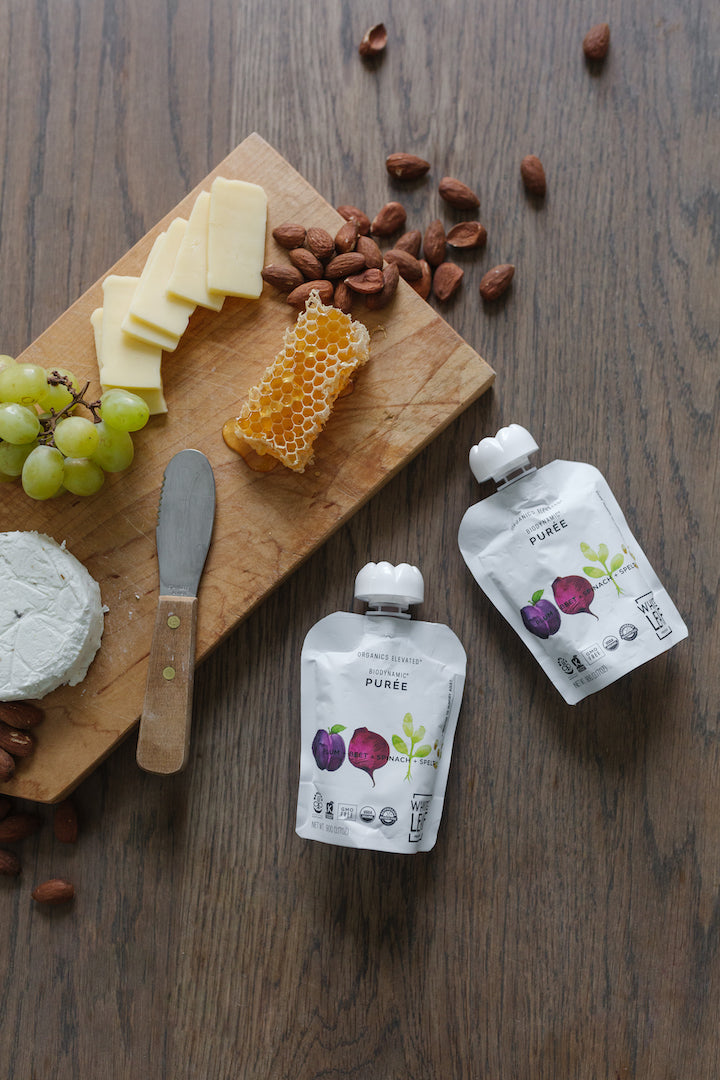 Regeneratively Farmed Organic Baby Food with  Pouch with Plum + Beet + Spinach + Spelt Puree | White Leaf Provisions