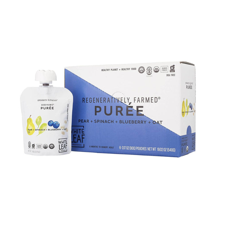 Pear + Spinach + Blueberry + Oat Puree