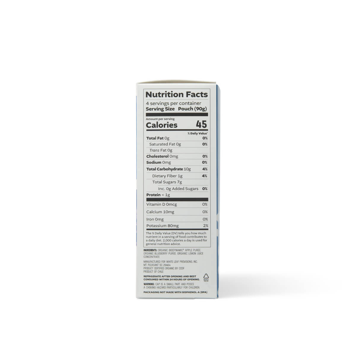 nutrition facts for regeneratively farmed applesauce