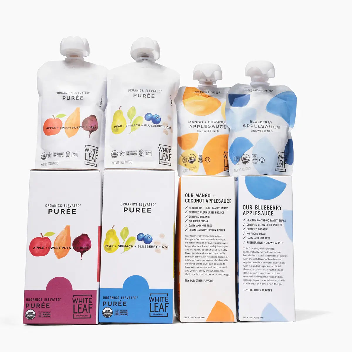 Regeneratively Farmed Essentials Bundle of organic baby food including puree and applesauce pouches