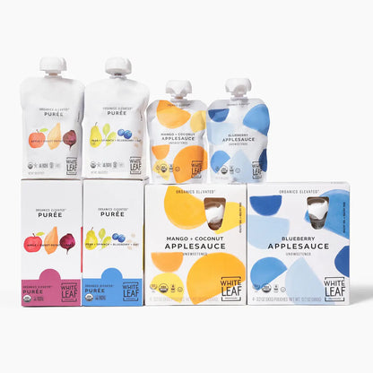 Regeneratively Farmed Essentials Bundle of clean baby food including puree and applesauce pouches
