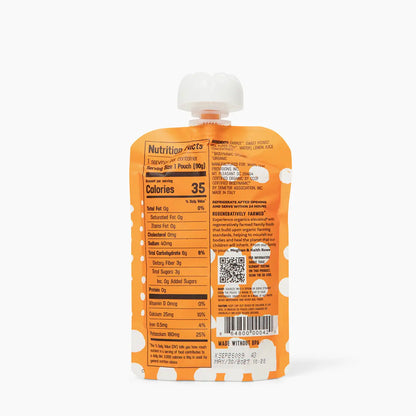 Nutrition Info for Carrot + Sweet Potato + Pear Puree: 35 Calories, 0g Fat, 0mg Cholesterol, 40mg Sodium, 8g Carb (3g Dietary Fiber, 3g Total Sugars, 0g Added Sugars) 0g Protein, 0mcg Vitamin D, 25mg Calcium, 0.5mg Iron, 180mg Potassium