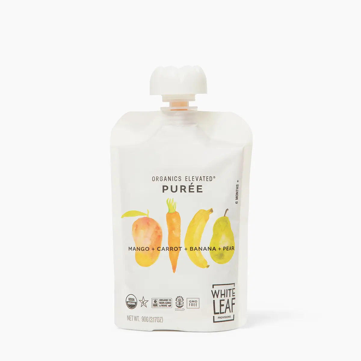 Organic Regeneratively Farmed® Mango + Carrot + Banana + Pear Puree | White Leaf Provisions Baby Food Pouch