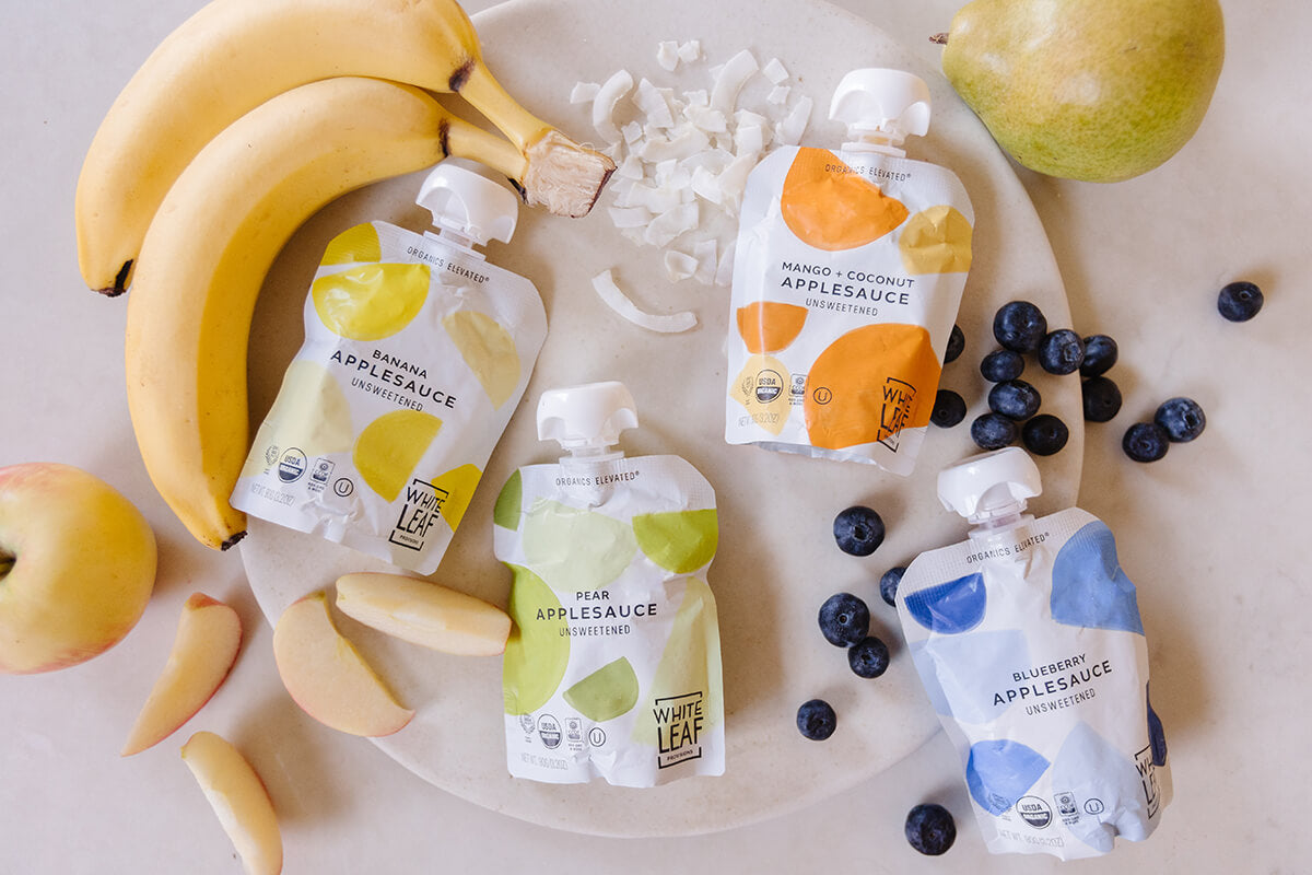4 white leaf provisions organic applesauce pouches
