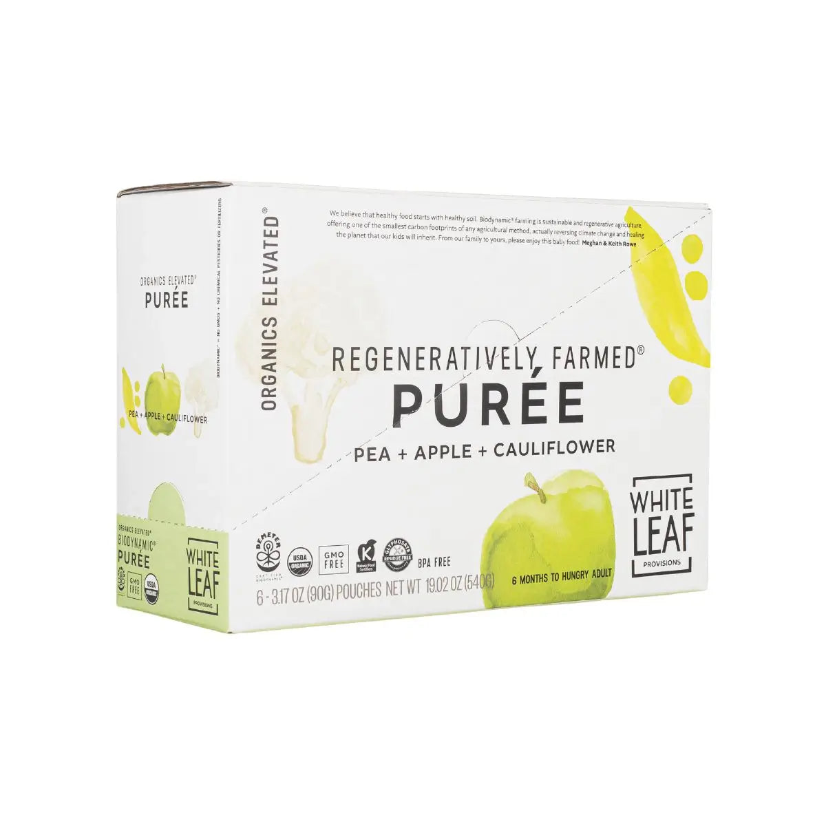 Organic Regeneratively Farmed Pea + Apple + Cauliflower Puree | White Leaf Provisions