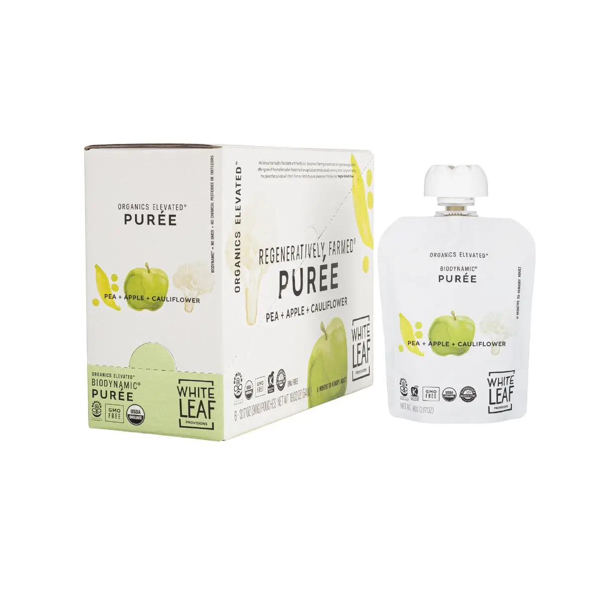 Organic Regeneratively Farmed Pea + Apple + Cauliflower Organic Infant Food | White Leaf Provisions