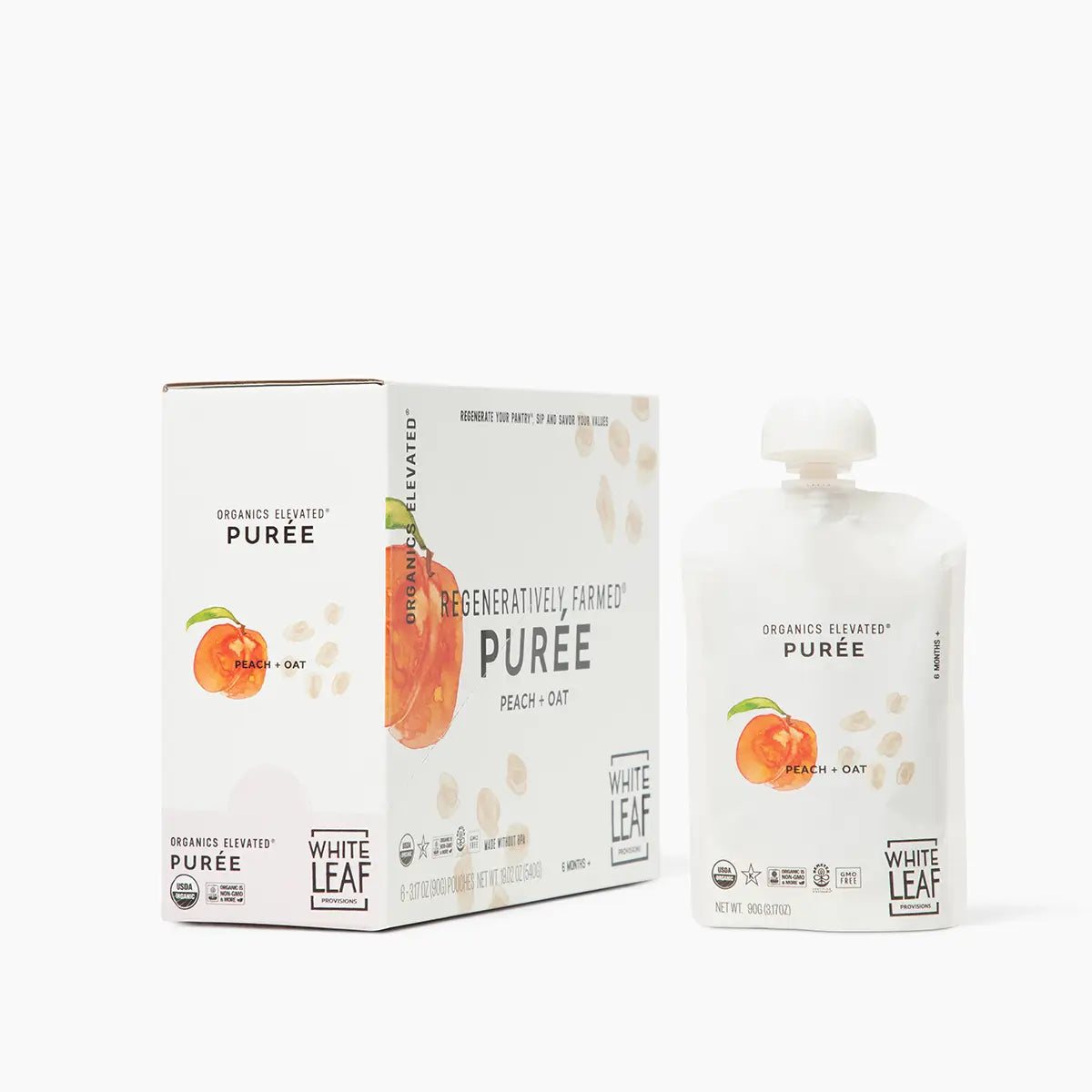 Organic Regeneratively Farmed® Peach + Oat Puree | White Leaf Provisions