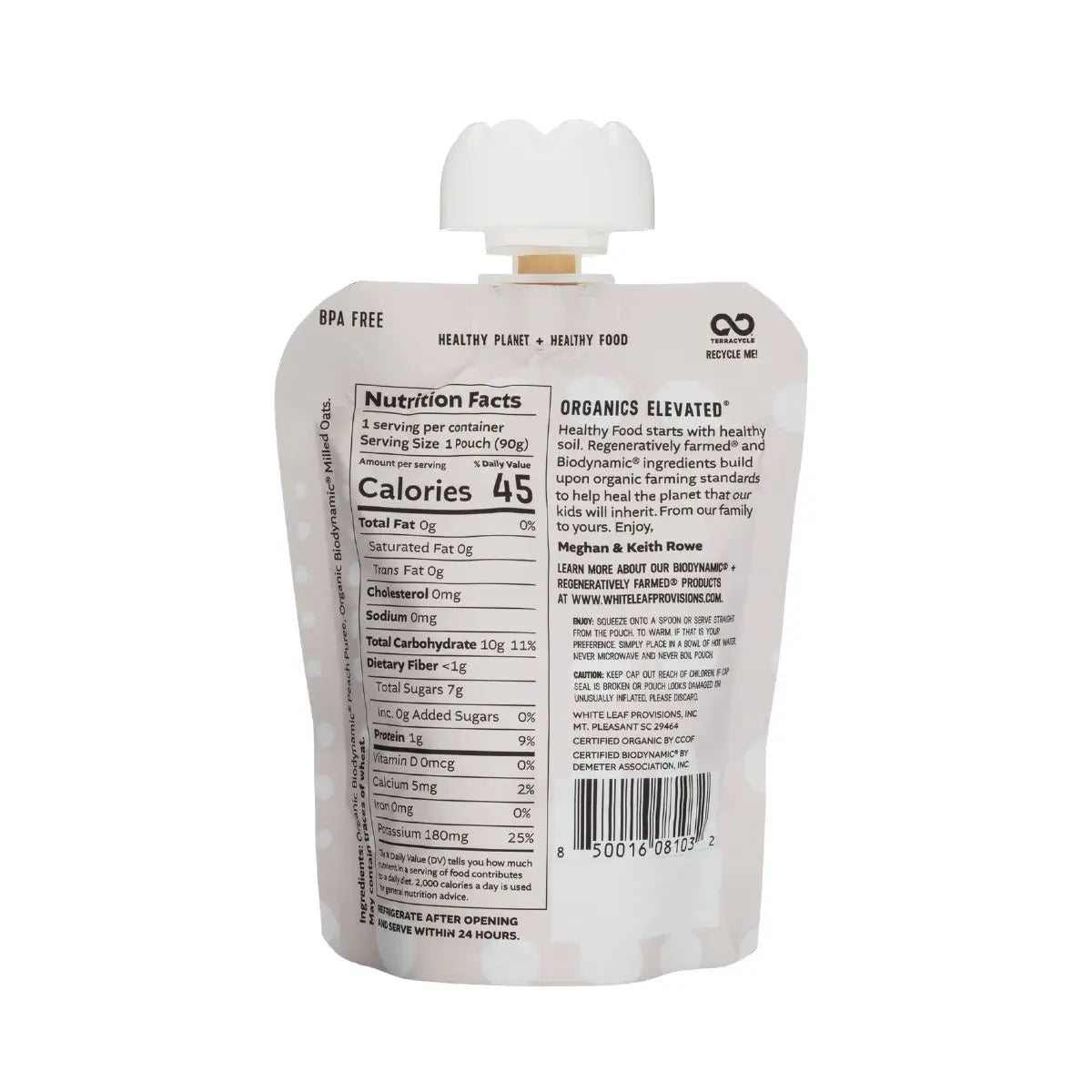 Organic Regeneratively Farmed® Peach + Oat Puree | White Leaf Provisions