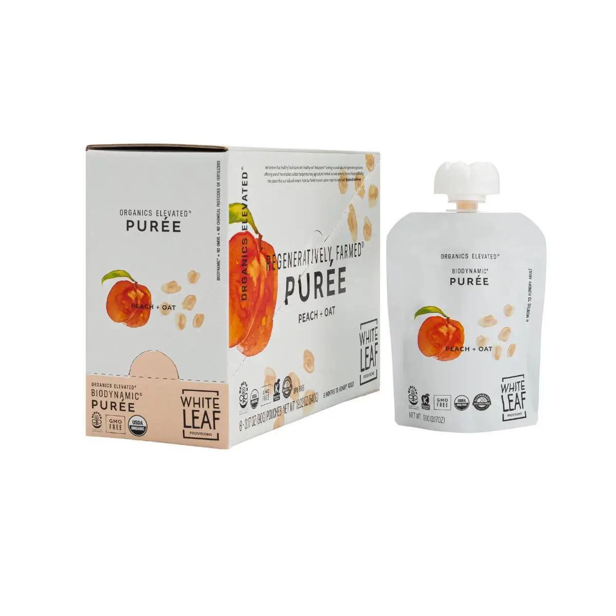 Organic Regeneratively Farmed® Peach + Oat Puree | White Leaf Provisions