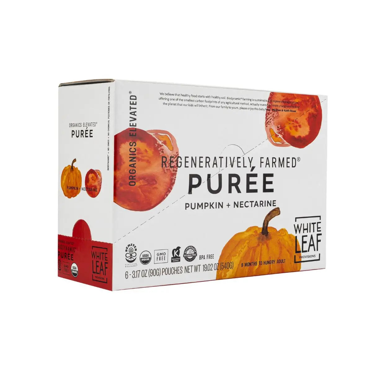 Organic Regeneratively Farmed® Pumpkin + Nectarine Puree | White Leaf Provisions