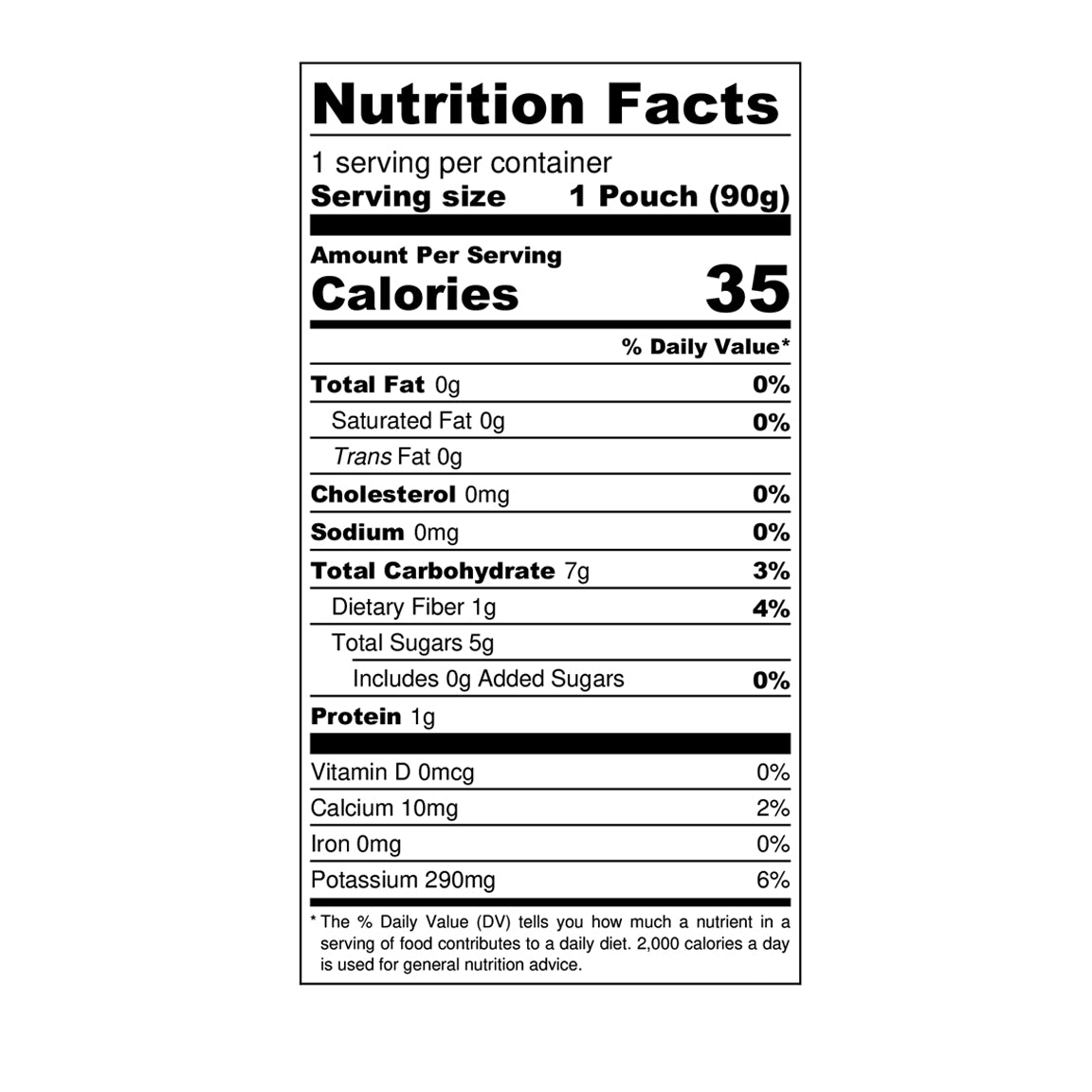 Nutrition Label for Organic Regeneratively Farmed® Pumpkin + Nectarine Puree | White Leaf Provisions